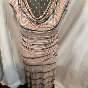Max Studio Red and Gray Striped Shirt